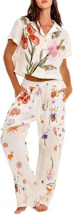 Agua Bendita Serafina Mbar Cover-Up Linen Pants in White at Nordstrom, Size Medium