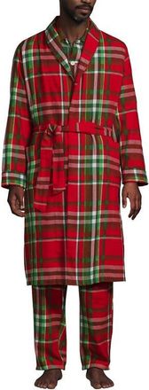 Lands End Flannel 3 Piece Pajama Set in Compass Red/emerald Plaid at Nordstrom, Size Xx-Large