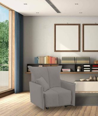 Dmora Sofa Cama Dabari, Sof&aacute; Individual, 100% Made In Italy, Sill&oacute;n De Sal&oacute;n Con Apertura Trolley, En Tela Acolchada, Con Reposabrazos Est&aacute;ndar, Cm 110x90h8