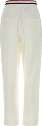 Brunello Cucinelli Striped Waistband Cotton-Blend Joggers - White