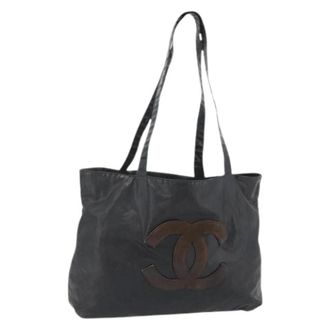 Chanel Pre-owned Tote Bags, female, Black, Size: ONE SIZE Pre-owned Vintage Coated Canvas Tote Bag