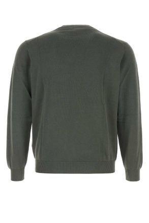 Fedeli Mens Sage Green Cotton Sweater 192 Exterior: Maglieria