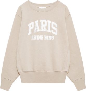 Anine Bing Relaxed Fit Cropped Beige Sweatshirt