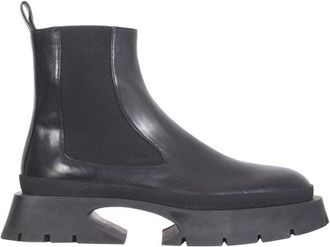 Jil Sander Black Leather Block Heel Ankle Boots