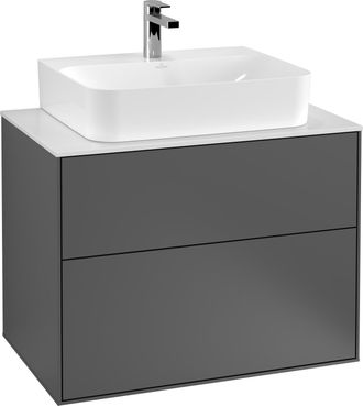 Villeroy & Boch Finion, Mueble Bajo Lavabo, 800 X 603 X 501 Mm, Angular, Modelo Suspendido, En Madera, Lavabo En El Medio, Lacado Antracita Mate