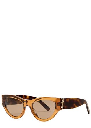 Saint Laurent Cat-eye Womens Designer Sunglasses - Havana Brown - One Size