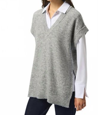 Joseph Ribkoff V-Neck Sequined Sleeveless Tunic Top In Grey