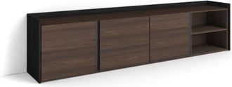 Skraut Home Mueble tv efecto madera roble oscuro y negro 207x35x50cm