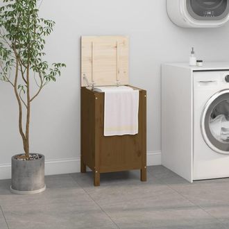 vidaXL Vidaxl Contenitore Per Bucato Ambra 44x44x76 Cm Legno Massello Pino