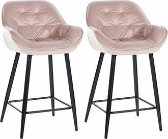Clp Set di 2 sgabelli da bar Gibson in velluto con altezza seduta 76 cm rosa