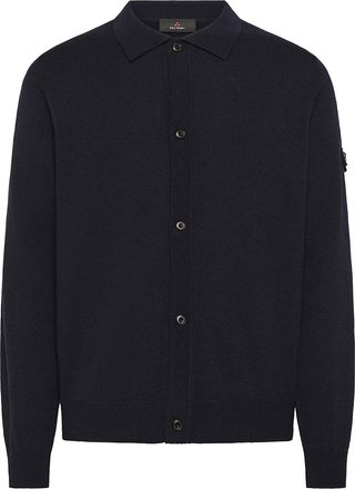 Peuterey Black Wool-Nylon Shirt Collar Cardigan