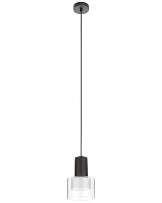 Eglo Eglo Molineros 1 Light Mini Pendant With Black Finish & White Interior & Clear Outer Glass Shade