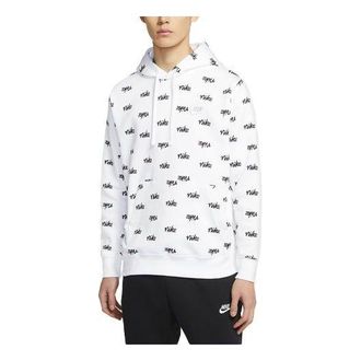 Nike Sportswear Club Alphabet Logo Full Print hooded Long Sleeves White DC8091-100