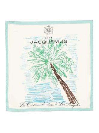 Jacquemus palm tree-print silk bandana - women - Silk - One Size - Neutrals