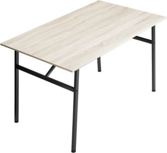 Home Heavenly Mesa de cocina con sobre de melamina y patas met&aacute;licas en color negro