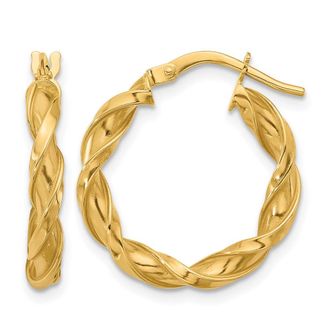 Diamond2Deal 14K Gold Polished Twisted Fancy Hoop Earrings
