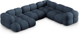 Cosmopolitan Design Sof&aacute; esquinero panor&aacute;mico 5 plazas tejido estructural azul oscuro