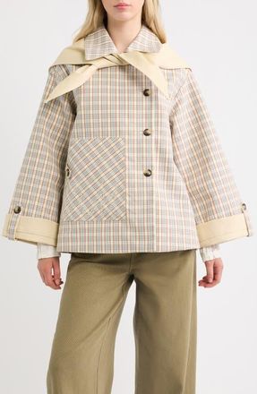 Damson Madder Jerry Reversible Crop Trench Coat in Stone at Nordstrom, Size 14