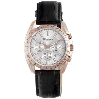 Rüdiger mens dresden silver watch - Black Leather - One Size