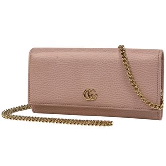 Gucci Pink Leather Chain/Shoulder Wallet (Pre-Owned)