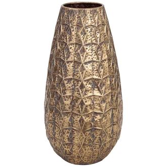 Wanderlust Deco Jarr&oacute;n De Metal Dorado 33x33x63 Cm