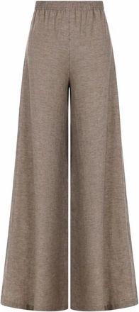 Fabiana Filippi Wide Leg Linen Blend Pants - Dames - Wijde Broeken - Bruin - S - Linnen - Broeken