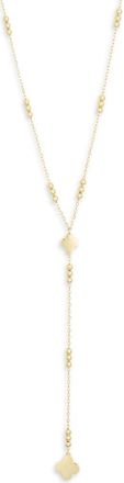 Argento Vivo Clover Beaded Station Lariat Necklace in Gold at Nordstrom Rack