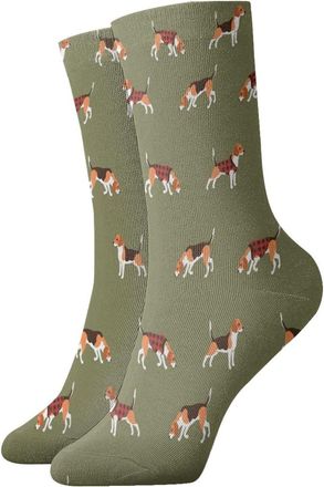 AOOEDM Beagle Plaid Socks Soft Running Hiking Work Sock Comfort Breathable Casual Sox for Men Women