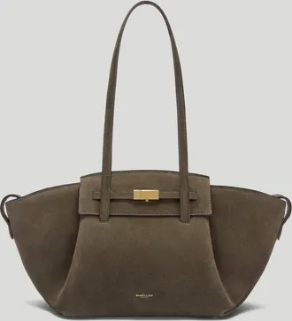 DeMellier The Midi Brooklyn in Hazel Suede Leather Shoulder bag