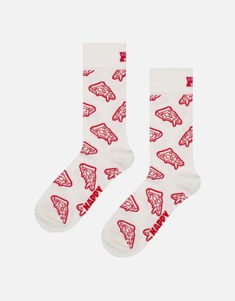 Happy Socks Womens Pizza Socks, White - White/White - Size: 9.5/12.5/12/11.5/11/10.5/10/13/9/8/8.5