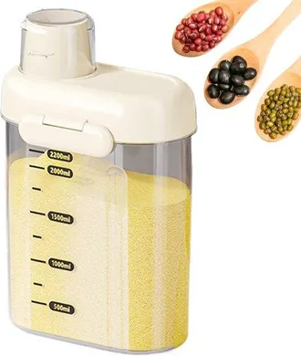 OEM Contenedor De Harina, Dispensador Herm&eacute;tico Compacto De 27,7 Cm, Cereales, Aperitivos, Refrigerador, Color Blanco Crema