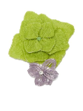Maliparmi beaded-flower brooch - women - Resin/Polyester/glass/Zamak - One Size - Green