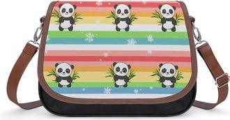Generic Rainbow Pandas Small Womens Crossbody Bags Shoulder Handbag with Adjustable Strap for Travel