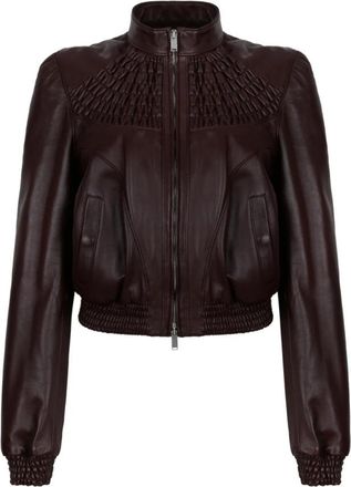 Alexander McQueen Leren Bomberjack - Dames - Leren en Su&egrave;de Jassen - Rood - S - Leer - Jassen