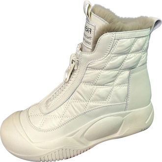 Generic Snow Boots Women Winter Warm Ladies Faux Furry Lined Slip On Ankle Booties Waterproof Non Slip Outdoor Indoor Cushioned Walking Hiking Boots (White, 3