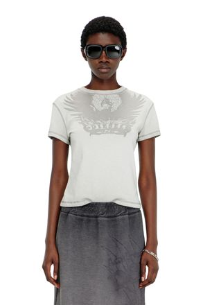 Diesel Fleece midi skirt with d&eacute;vor&eacute; print - Skirts - Woman - Grey