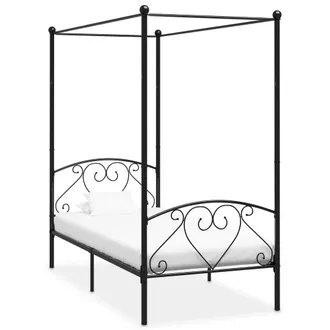 vidaXL Estructura De Cama Con Dosel Sin Colch&oacute;n Metal Negro 90x200 Cm Vidaxl