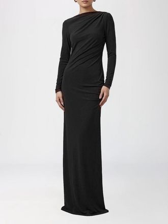 Andamane Asymmetric Neckline Long Jersey Gown with Slim Fit