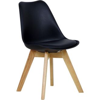 Woltu Sedia da Pranzo Ecopelle con Schienale Seduta Imbottita Gambe di Legno 1pz Nero - Woltu