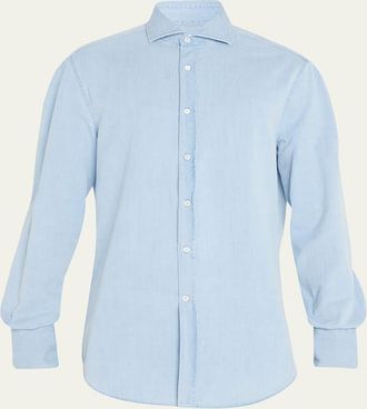 Brunello Cucinelli Mens Denim Sport Shirt