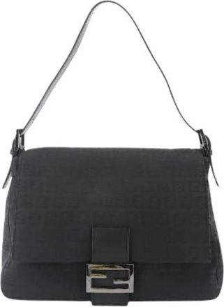 Fendi Pre-owned Zucchino Baguette Tas - Dames - Vintage Schoudertas - Zwart - ONE Size - Leer - Vintage