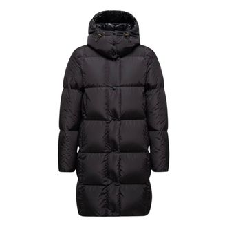 Moncler Jassen, Heren, Zwart, L, Nylon, Litte Square-Quilted Hooded Long Down Jacket