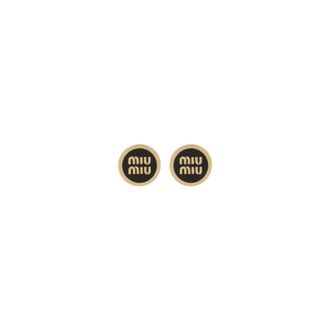Miu Miu Enameled Metal Earrings, Woman, Black