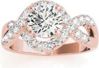 Allurez Diamond Twisted Band Engagement Ring Setting 14K Rose Gold (0.98ct)