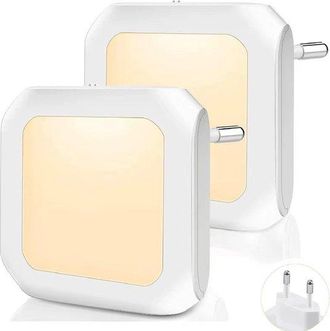 OEM L&aacute;mpara De Noche Led De 2 Piezas, L&aacute;mpara De Noche Con Sensor Regulable, Luz Blanca C&aacute;lida 2700-3200k, Sensor Autom&aacute;tico Crep&uacute;sculo, Color Blanco