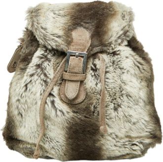 Fendi Gray Fur Suede Backpack (Pre-Owned)