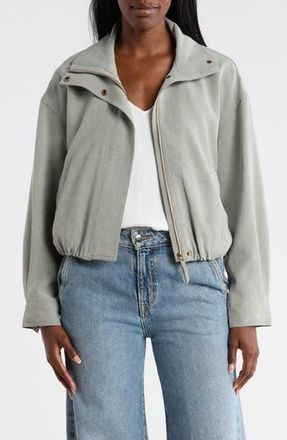 Max Studio Bubble Hem Crop Bomber Jacket in Sage at Nordstrom Rack, Size X-Large