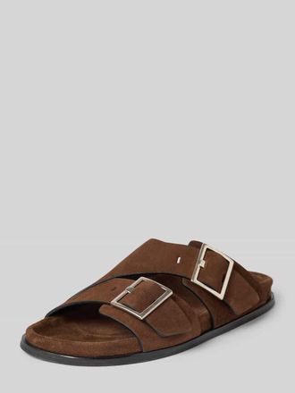 Alohas Slipper aus echtem Leder Modell Alba in Dunkelbraun, Gr&ouml;&szlig;e 37