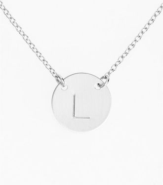 Nashelle Sterling Silver Initial Disc Necklace in Sterling Silver L at Nordstrom