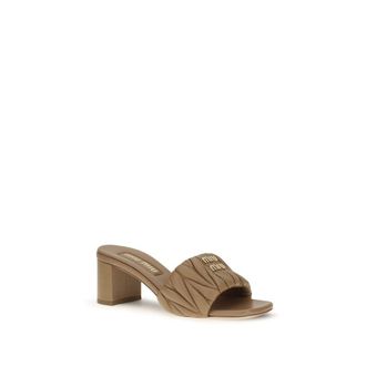 Miu Miu Womens Beige Lamb Ovis Aries Platform Sandals